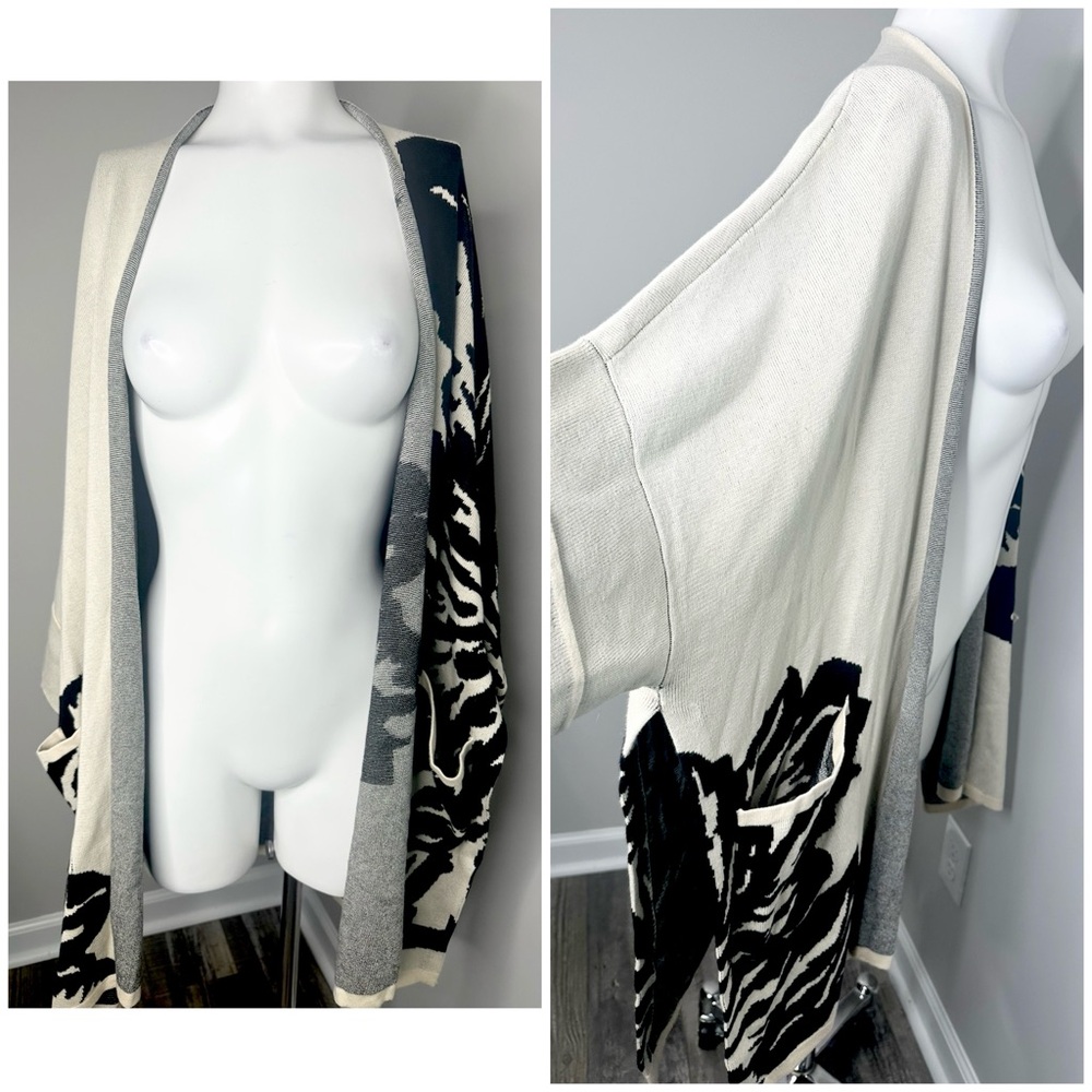 &Basic Cream Black Cardigan- Medium - Preloved - image 4